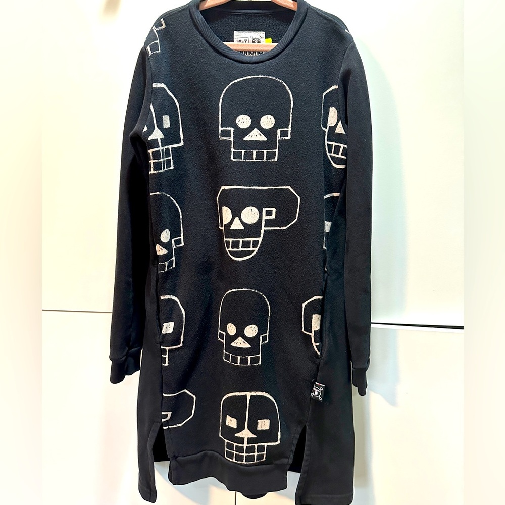 NUNUNU halloween sweatshirt dress SKULL masks black 6-7